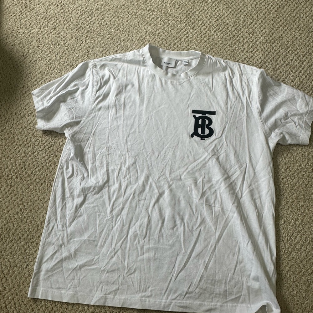 Burberry White and Black Short Sleeve Tee